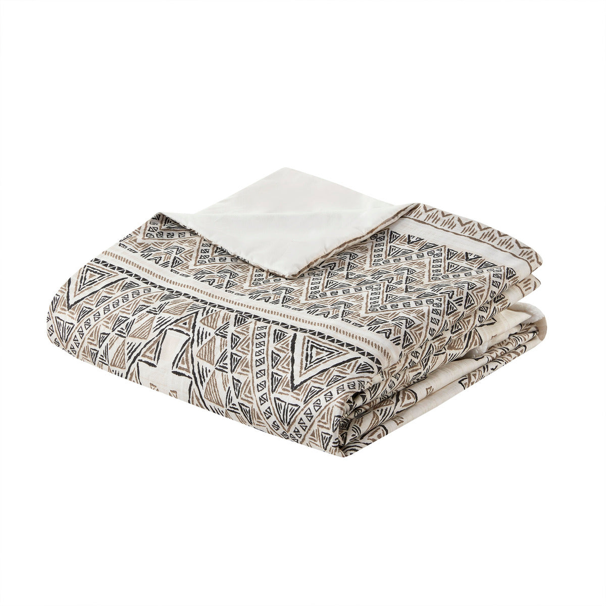 4 Piece Printed Duvet Cover Set With Throw Pillow Queen Black Ivory Polyester