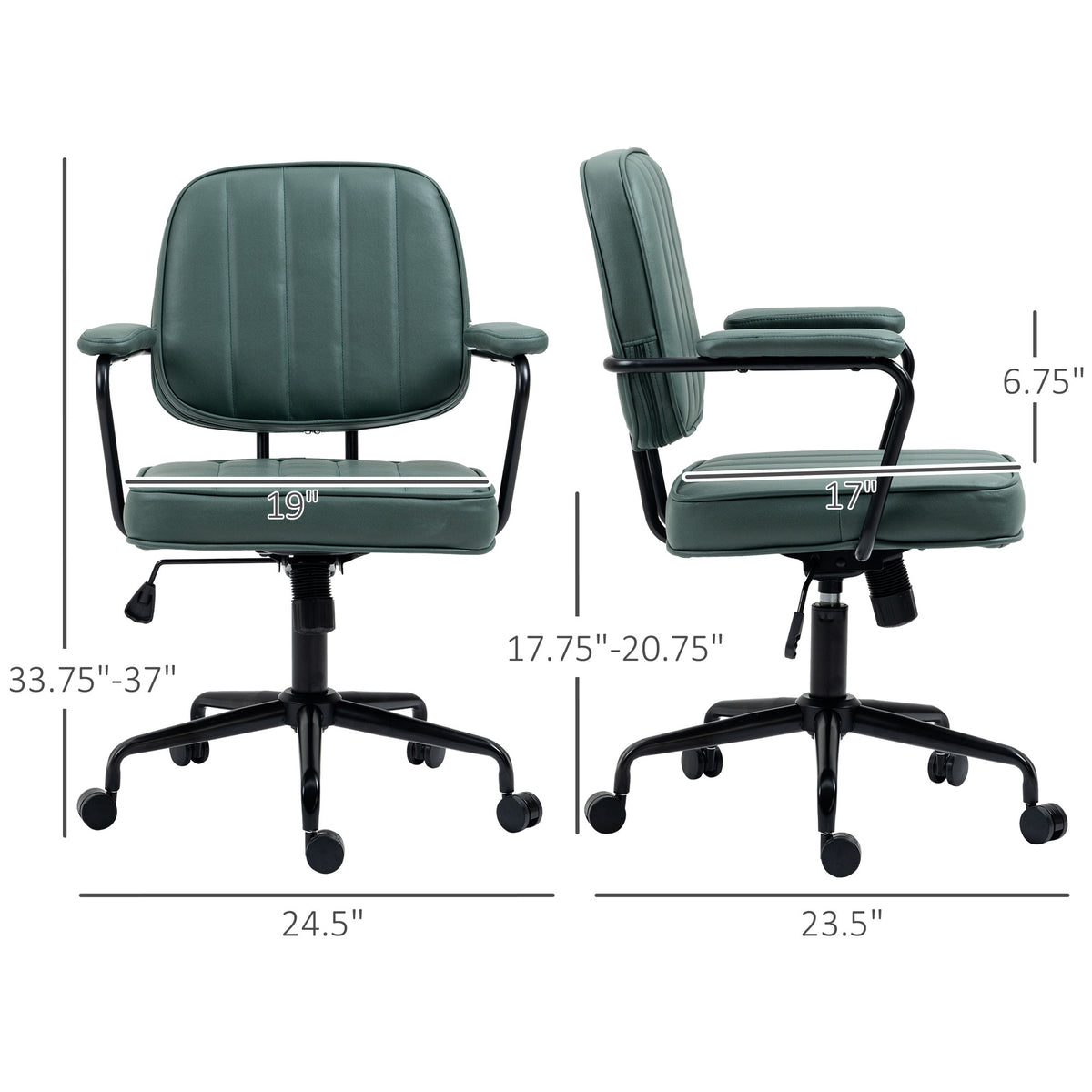 Vinsetto Home Office Chair With Adjustable Height And Tilt, Green Green Polyester