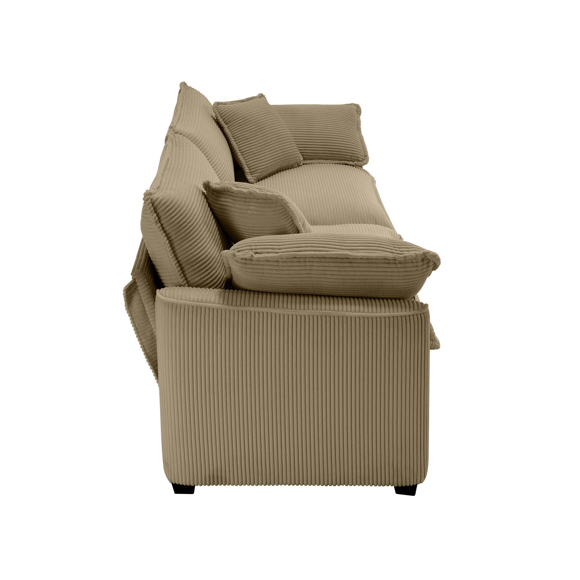 Warm And Cozy Sofa Set With Soft Cushions And Pillows, Home Theater Style Sofa Set Consisting Of One 2 Seater Sofas And Two Single Sofa In Tan Corduroy Fabric Tan Corduroy 4 Seat