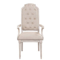 Beige And Antique Champagne Tufted Back Arm Chairs Set Of 2 Champagne White Primary Living Space Traditional Rubberwood Foam Wood Fabric