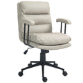 Homcom Pu Leather Office Chair, Office Desk Chair, Task Computer Chair With Swivel Wheels, Adjustable Height, Double Tier Padded, Light Gray Light Gray Faux Leather