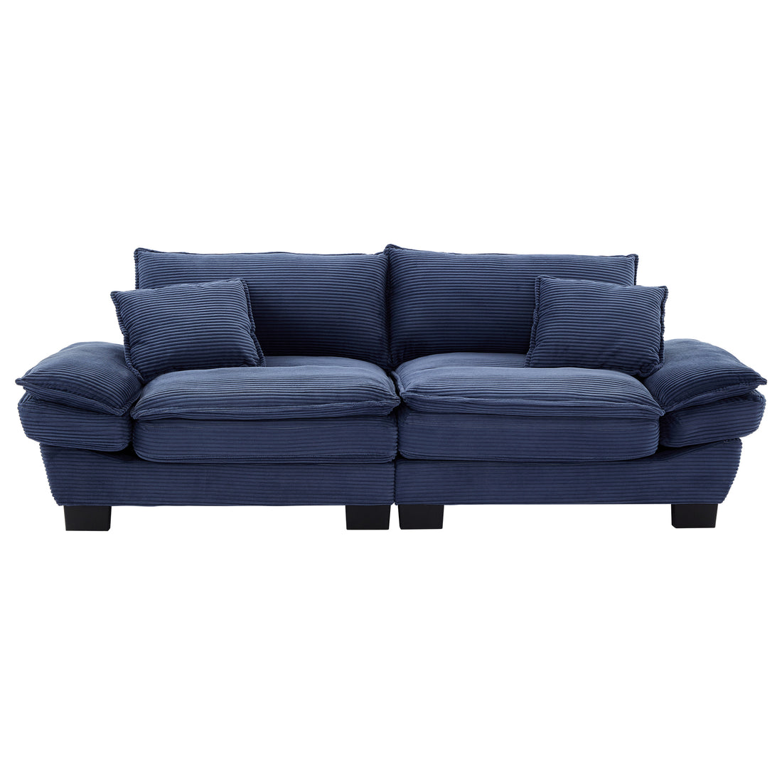 Corduroy Sofa Sleeper Couch Loveseat Sofa With Pillows Comfy Upholstered Deep Seat Sofa For Bedroom,Living Room,Apartment,Office,Dorm Blue Corduroy Blue Foam Upholstered 2 Seat