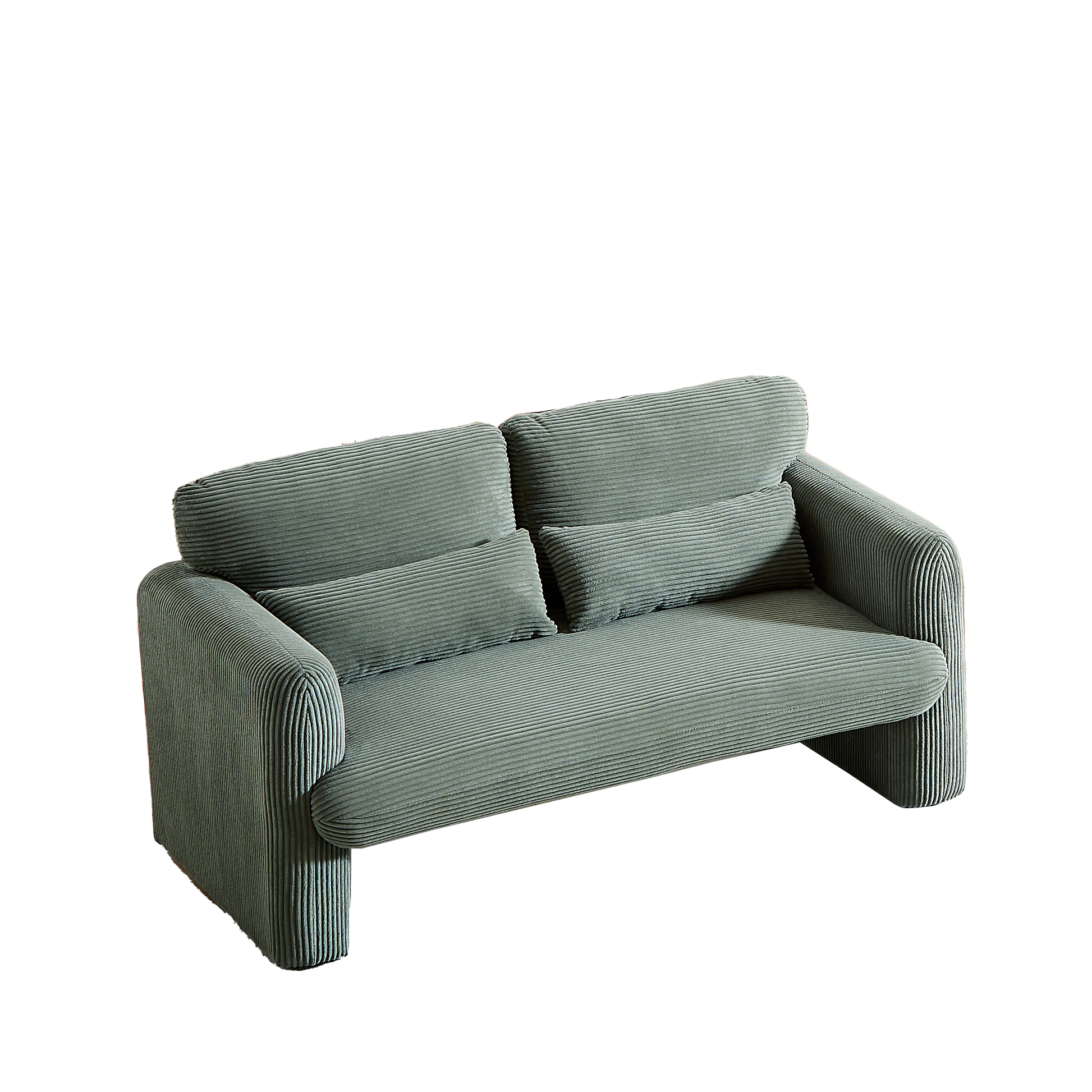 60"Corduroy Fabric Sofa, Modern Lounge Chairs Loveseat Sofa With Support Pillow, For Apartment, Office, Living Room & Bedroom Green Corduroy 2 Seat