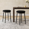 24.75'' Modern Counter Stools Set Of 2,Black Counter Stools With Iron Frame,Sponge Cushion,Footrest,Suitable For Kitchen Bedroom Dining Room Iron Black Kitchen Sponge Round Modern Set Of 2 Fiber