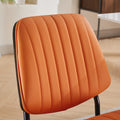 Dining Chairs Set Of 2 Mid Century Modern Retro Faux Leather Chair With Walnut Bentwood Back Upholstered Seat Metal Legs Adjustable Foot For Kitchen Dining Room Chairs Orange Pu Orange Dining Room Classic Set Of 2 Foam Pu Leather