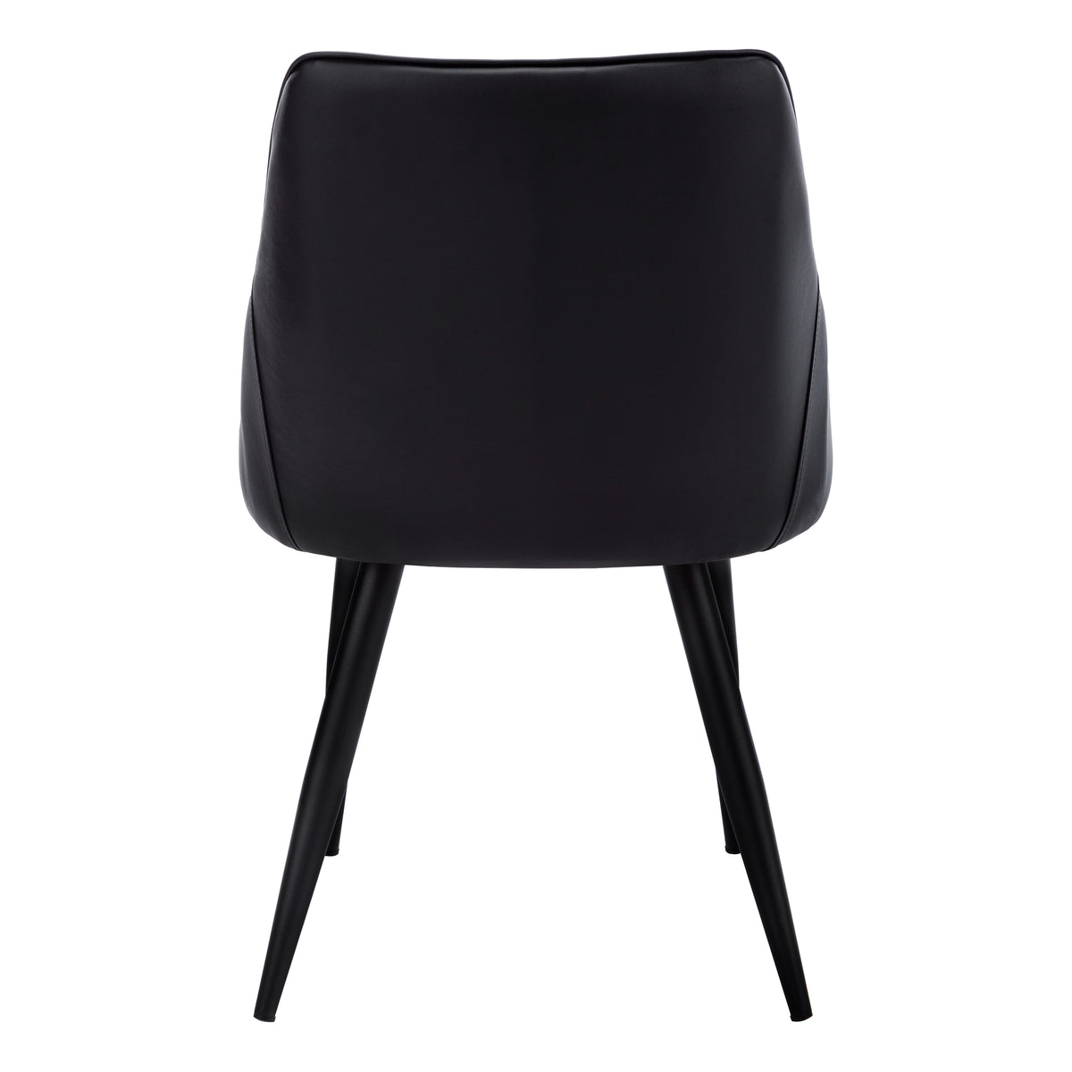 Dining Chair, Set Of 2, Side, Upholstered, Kitchen, Dining Room, Black Leather Look, Black Metal, Contemporary, Modern Black Foam Faux Leather