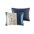 Embroidered 7 Piece Comforter Set Navy Queen Queen Navy Polyester