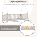 Patio Minimalist Twin Size Garden Swing Bed Wood Porch Swing With Ropes For Backyard, Safe Sloped Design, White White Weather Resistant Frame Garden & Outdoor Minimalist 2 Person Seating Group