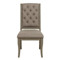 Traditional Classic Style Side Chairs Set Of 2 Fabric Upholstery Button Tufted Trim Gray Cashmere Finish Dining Furniture Gray Cream Dining Room Side Chair Wood