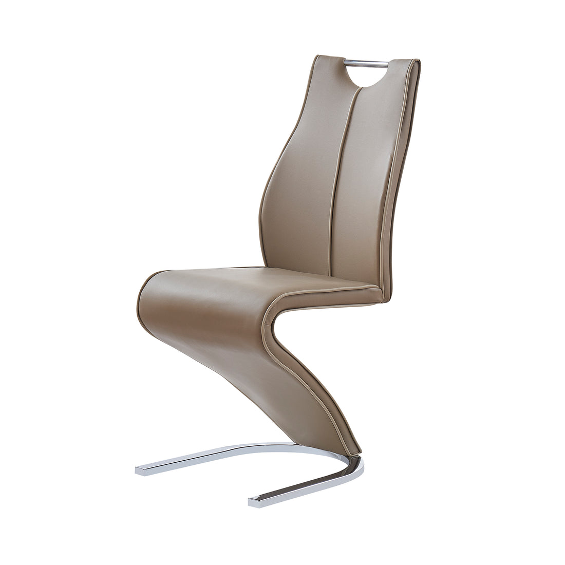 Tony Brown Dining Chairs Kit Of 2 Polyurethane Solid Brown Beige Dining Room Foam Wipe Clean Rectangular Modern Side Chair Solid Back Set Of 2 Metal Pu