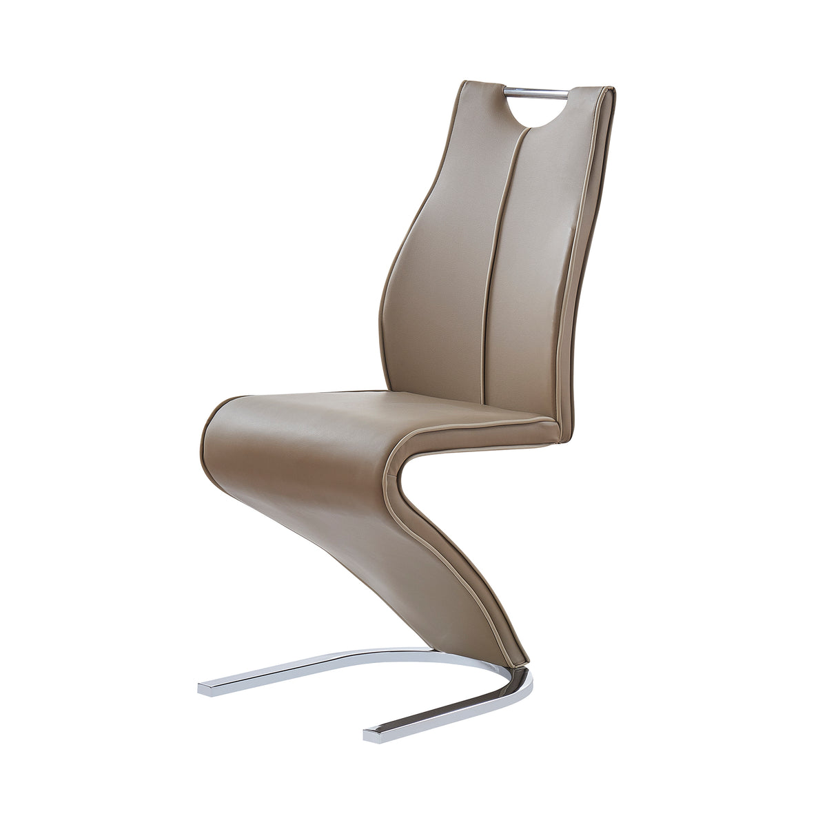 Tony Brown Dining Chairs Kit Of 2 Polyurethane Solid Brown Beige Dining Room Foam Wipe Clean Rectangular Modern Side Chair Solid Back Set Of 2 Metal Pu