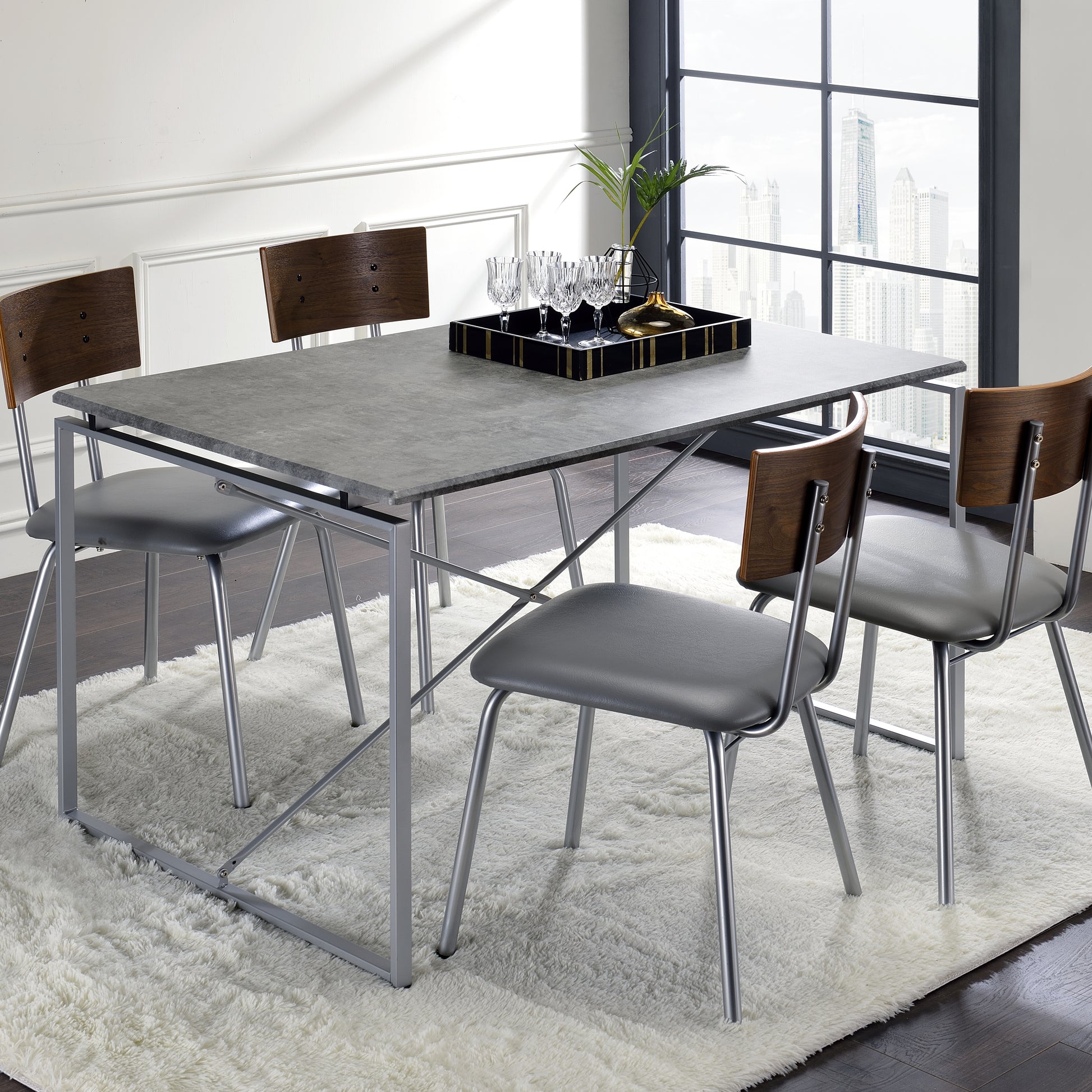 Grey And Oak Side Chair With Padded Seat Set Of 2 Solid Grey Silver Dining Room Side Chair Solid Back Set Of 2 Wood Metal