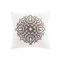 6 Piece Embroidered Cotton Reversible Comforter Set Ivory King Cal King King Ivory Polyester