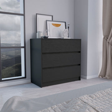 Dresser 31"H, 3 Drawers, Chest Of Drawers, Black Black Particle Board Particle Board