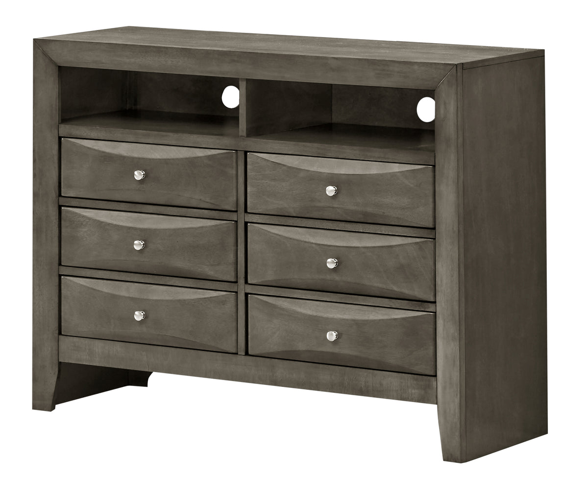 Marilla G1505 Tv2 Media Chestgray Gray Particle Board