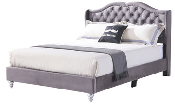Joy G1931 Qb Up Queen Upholstered Bedgray Gray Foam Velvet