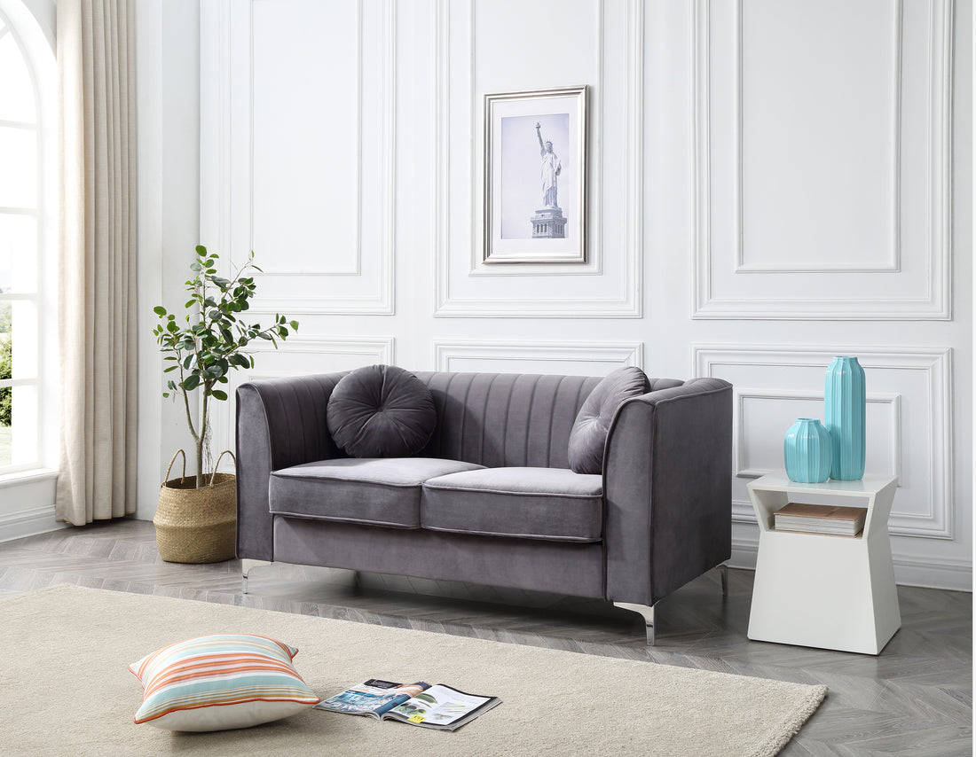 Delray G790A L Loveseat 2 Boxes Gray Gray Foam Velvet