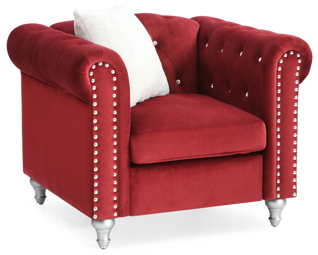 Elegant Burdy Armchair For Relaxation Burgundy Foam Velvet