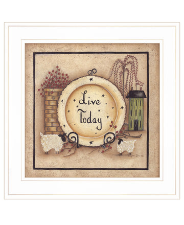 "Live Today" By Mary Ann June, Ready To Hang Framed Print, White Frame Multicolor Paper