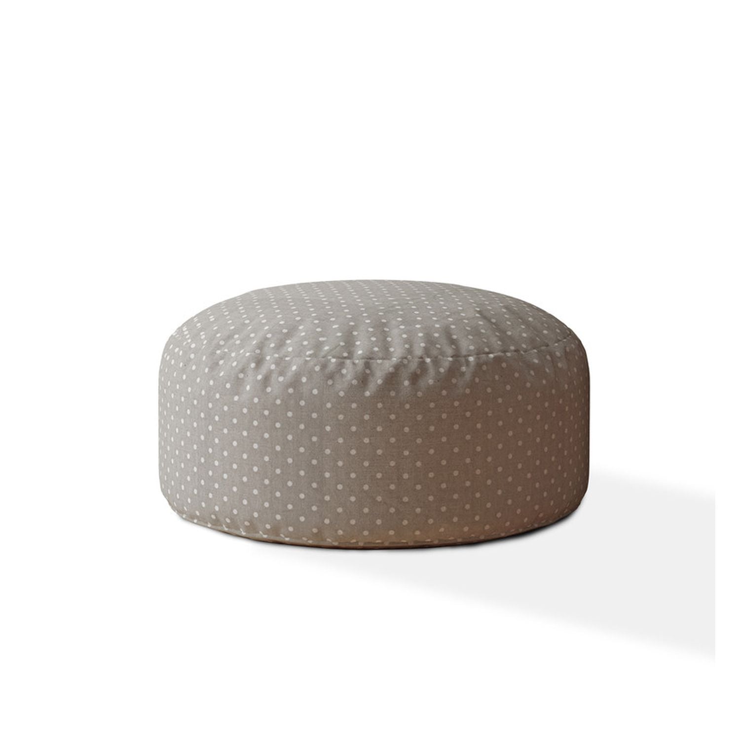 Indoor Diner Dot Light Grey Round Zipper Pouf Stuffed Extra Beads Included 24In Dia X 20In Tall Multicolor Cotton