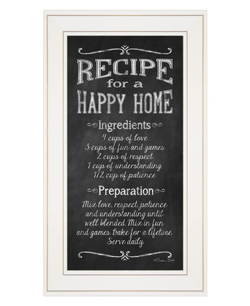 "Recipe For A Happy Home" By Susan Ball, Ready To Hang Framed Print, White Frame Multicolor Paper