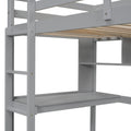 Twin Size Loft Bed With Desk And Shelves, Safety Guardrail And Ladder,Grey Twin Grey Pine