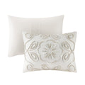 3 Piece Tufted Cotton Chenille Comforter Set Ivory Taupe Full Queen Full Ivory Taupe Polyester