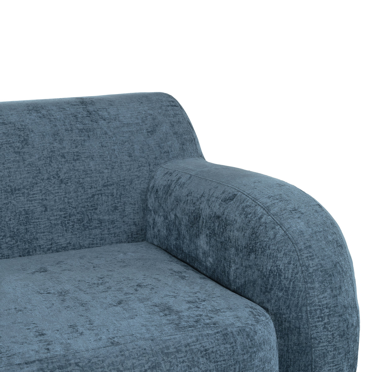 81.5'' Minimalist Curved Upholstered Sofa, 3 Seat Modular Casual Sofa For Living Room, Bedroom, And Apartments Dark Blue Polyester 3 Seat
