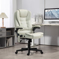 Homcom 6 Point Vibrating Massage Office Chair With Heat, Microfiber High Back Executive Office Chair With Reclining Backrest, Padded Armrests And Remote, Beige Beige Polyester