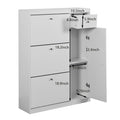Shoe Cabinet,Freestanding Tipping Bucket Shoe Rack Organizer With 3 Flip Drawers,Entryway Narrow Shoe Storage With Adjustable Storage Shelf,Modern Slim Hidden Shoe Cabinet, White 5 Or More Spaces White Primary Living Space Particle Board