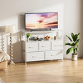 Tv Stand Dresser For Bedroom Entertainment Center With 5 Fabric Drawers, Storage Organizers Units For Living Room, Media Console Table With Open Shelf Up For 45
