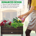 Outsunny Raised Garden Bed, Elevated Planter Box With Rattan Wicker Look, Tool Storage Shelf, Portable Design For Herbs, Vegetables, Flowers, Brown Brown Rattan