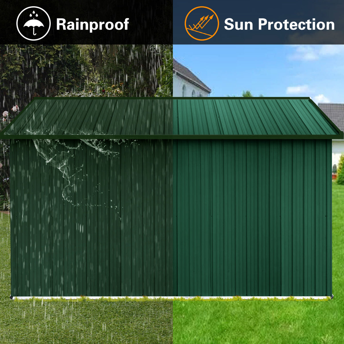 Metal Garden Sheds 10Ftx12Ft Outdoor White Green White Green Metal