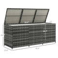 Outsunny 175 Gallon Outdoor Storage Box With Inner Liner, Pe Rattan Wicker Deck Box With Pneumatic Bar Lift For Indoor & Outdoor, Patio Furniture Cushions, Pool Toys, Garden Tools, Mixed Gray Grey Steel