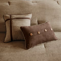 7 Piece Faux Suede Comforter Set Brown Cal King California King Brown Polyester