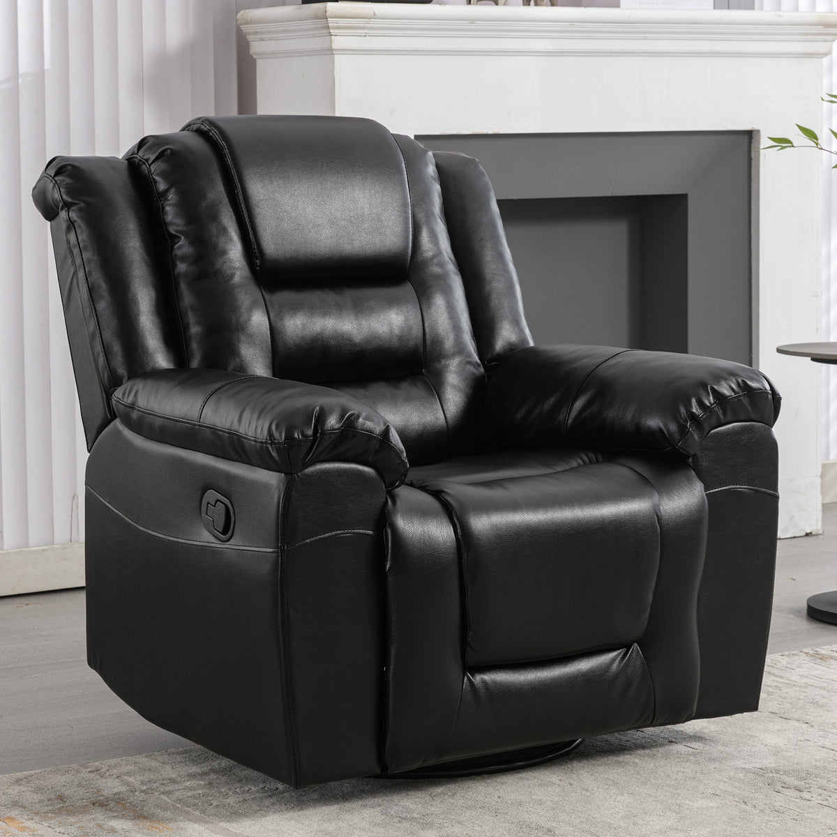 Home Theater Recliner Set Manual Recliner Chair With Wide Armrest, Two Built In Cup Holders For Living Room,Bedroom, Black Old Sku:Sg000760Aab Black Foam Pu Leather