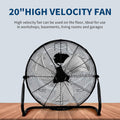 20 Inch 3 Speed High Velocity Heavy Duty Metal Industrial Floor Fans Oscillating Quiet For Home, Commercial, Residential, And Greenhouse Use, Outdoor Indoor, Black Black Aluminium