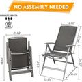 Patio Folding Chairs Set Of 2, Aluminium Frame Outdoor Reclining Patio Chairs For Garden Camping Poolside Beach Deck, Adjustable High Back Lawn Chairs With Textilene Fabric Seat, Dark Gray Dark Gray Aluminium