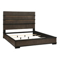 Two Tone Brown Black Finish Led Headboard King Bed 1Pc Modern Industrial Design Bedroom Furniture Box Spring Required King Black,Brown Gray Wood Bedroom Bed Frame Wood
