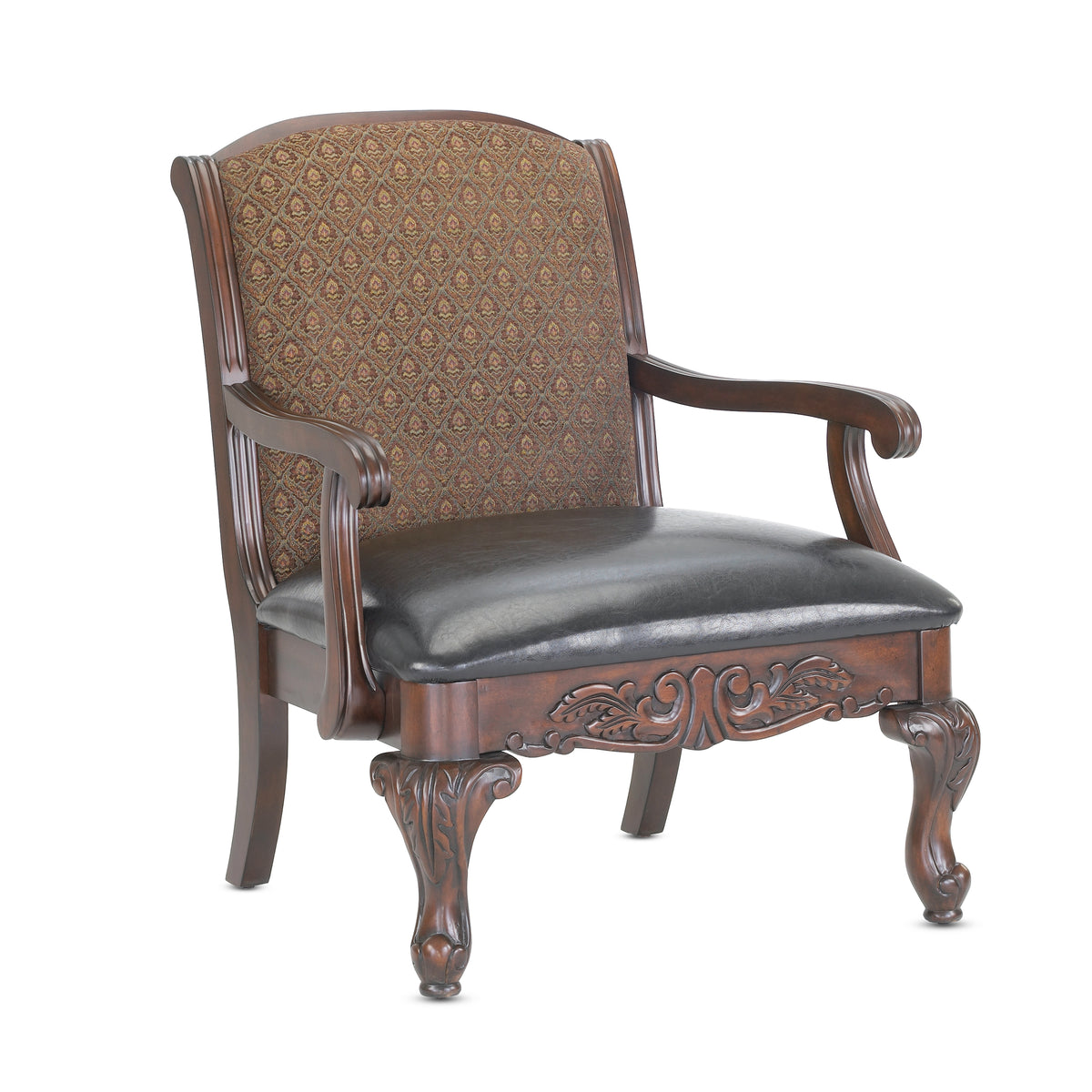 Lucille Arm Chair Brown Brown Traditional Foam Wood Fabric