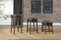 Round Swivel Stools Set Of 2, Brown Faux Leather 360 Degree Swivel Seat Trim Solid Wood Frame Brown Finish Transitional Style Furniture Brown Dining Room Round Solid Wood