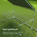 Large Metal Chicken Coop, Walk In Chicken Coop, Galvanized Wire Poultry Chicken Coop, Rabbit Duck Coop With Waterproof And Uv Protection Cover For Outdoor, Backyard And Farm. 9.8' W X 13.1' L X 6.6'