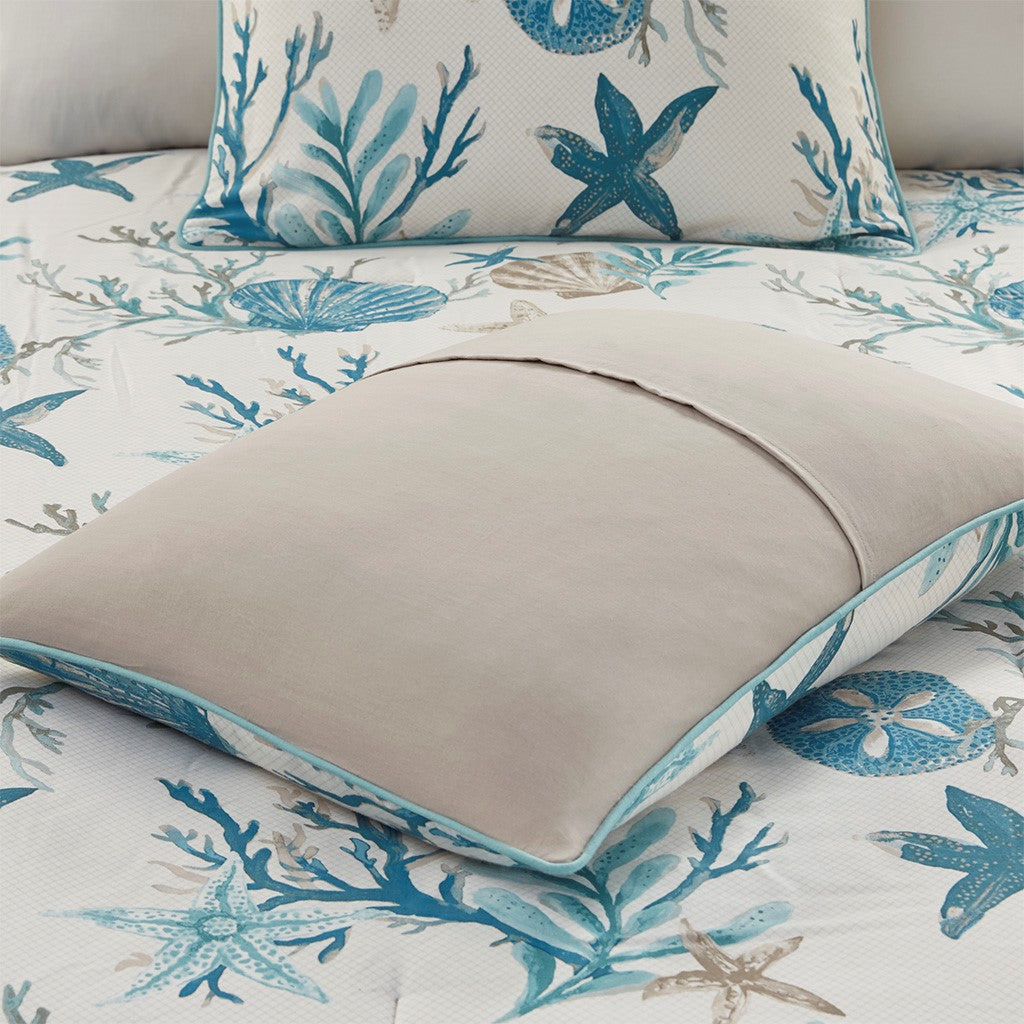 7 Piece Cotton Sateen Comforter Set Aqua Cal King California King Aqua Cotton