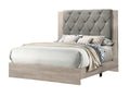 Contemporary 1Pc Cream Finish California King Size Bed Bedroom Furniture Gray Tufted Design Headboard Rubberwood 1Pc Bedframe Box Spring Required California King Cream Grey Wood Bedroom