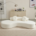 Arrived 105.5''Curved Sofa, Modern Minimalist Sofa, Cloud Couch Sofa 3 4 Seater Couch With 2 Pillows,Bedroom, No Assembly Required, Point Shaped Corduroy, Anti Wrinkle Beige Beige Polyester Primary Living Space Tight Back Soft Modern Foam Upholstered 3