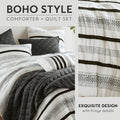 7 Piece Stripe Comforter And Quilt Set King Cal King Multicolor Polyester