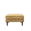 Amber Square Upholstered Ottoman Yellow Velvet Yellow Brown Velvet Medium Firm Backless Solid Yellow Mid Century Modern Square Armless Foam Solid Wood,Velvet
