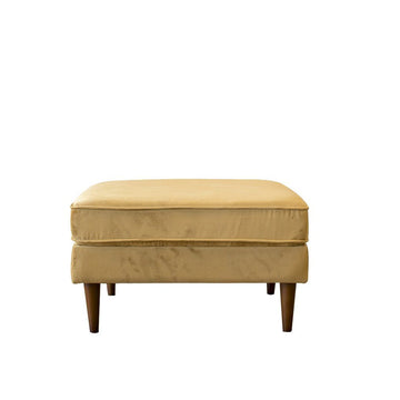 Amber Square Upholstered Ottoman Yellow Velvet Yellow Brown Velvet Medium Firm Backless Solid Yellow Mid Century Modern Square Armless Foam Solid Wood,Velvet