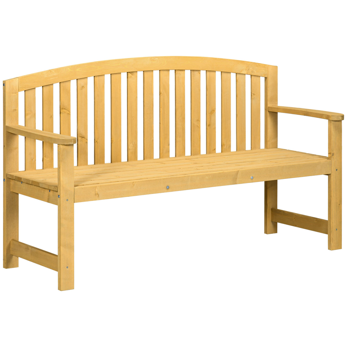 Outsunny 56" Outdoor Wood Bench, 2 Seater Garden Bench With Backrest And Armrest, Patio Bench For Patio, Porch, Poolside, Balcony, Natural Natural Wood