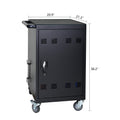 Tablet Laptop 32 Bit Plastic Device Basket Device For Mobile Charging Trolley Includes Cable Management Dividers, Cable Clips, Storage Compartment, And Removable Doors Black Matt Black Steel Metal
